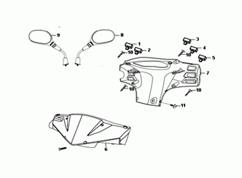 HEADLIGHT COVER/MIRRORS/SWITCHES Sym Orbit II Euro 4 White