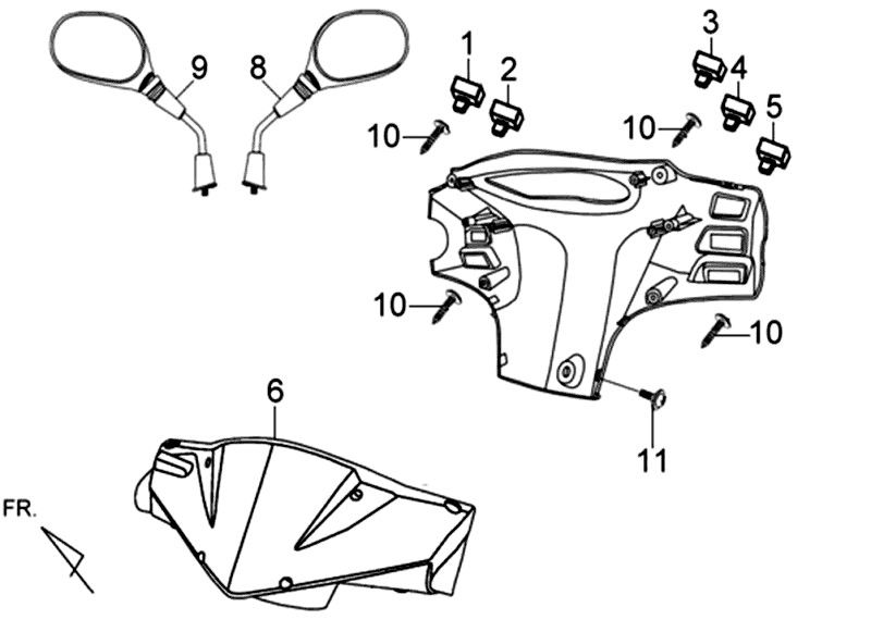 HEADLIGHT COVER MIRRORS SWITCHES Sym Orbit II E4 red
