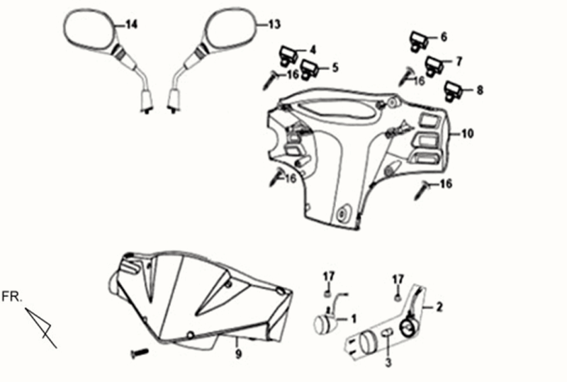 Headlight Cover Mirrors Switches Sym Orbit White WH8018P