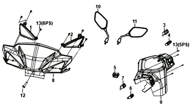 HEADLIGHT COVER Sym Orbit III Red (R-010-CA)