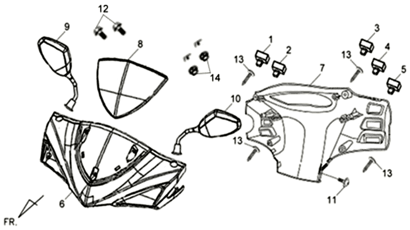 Headlight cover Counter trim Mirrors Sym Symphony SR (GY010U) matt gray