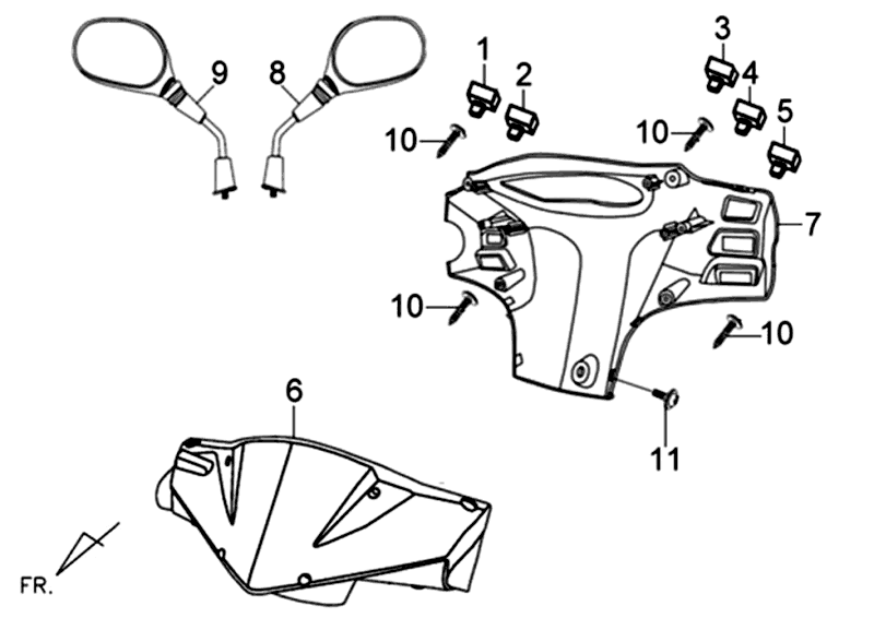 Headlight Cover Counter Trim Mirrors Sym Orbit II (GY7450U) matt grey