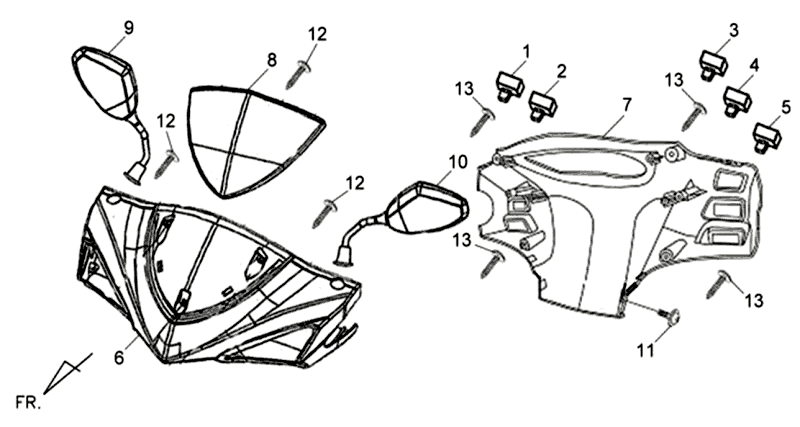 Headlight cover Counter trim Mirrors Sym Symphony SR (WH006) white