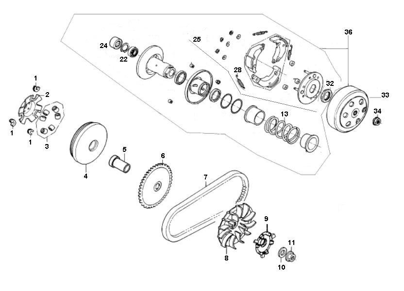 Clutch Variator 10 GY6 (EURO 2; BEFORE 2018)-parstproduct-Koppeling- Variateur 10 GY6