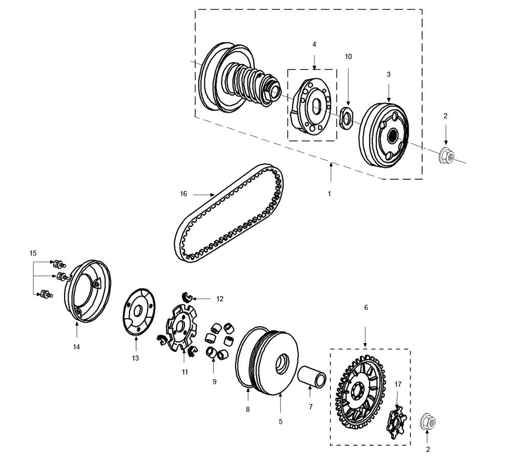 Clutch Variator Peugeot Speedfight 2 LC E2 2-Stroke