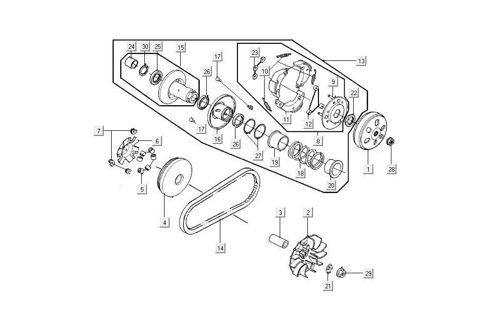 Clutch - string Kymco New Sento 4-stroke 50i red