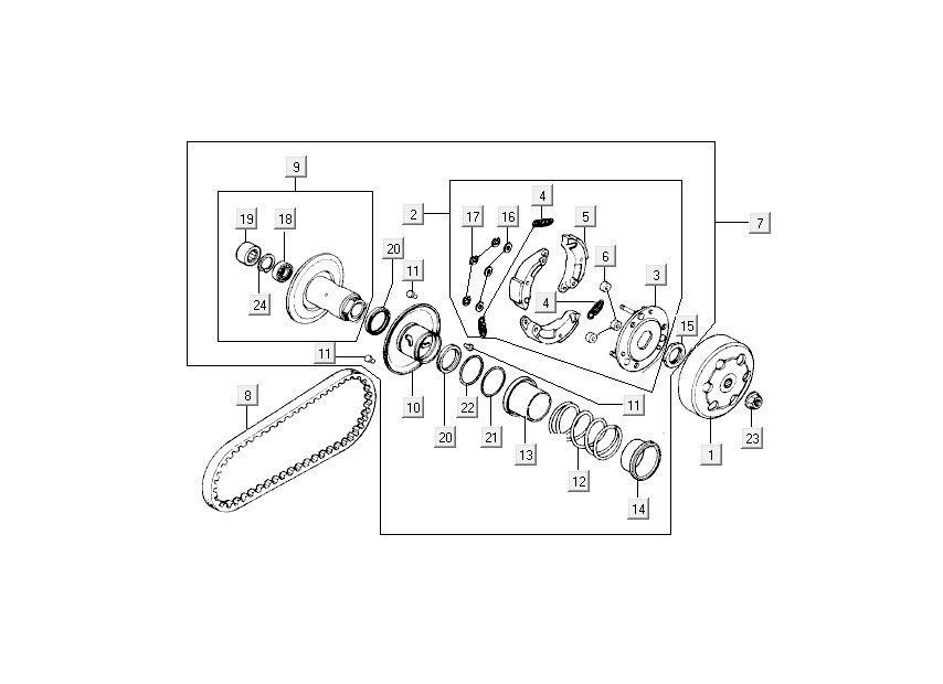 Clutch - v string Kymco Super9 ac o.m matt black silver