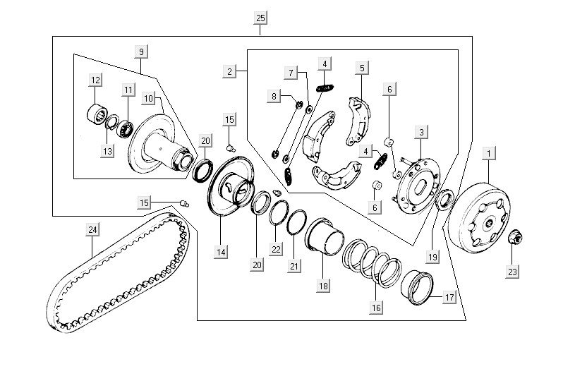 Clutch Kymco Super9 2t lc om matt black-silver