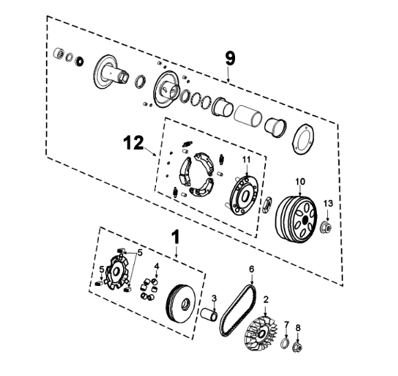 Koppeling Peugeot Django 125 Allure E3 2014-2017