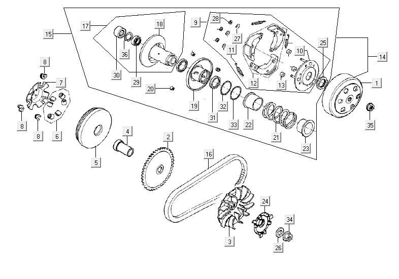 Clutches Kymco Agility Fat 12' 4-stroke black long
