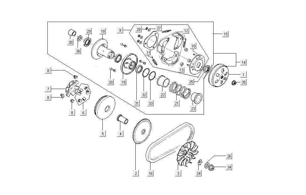 clutches Kymco Super 8 4-stroke (2007-2009) Blue yellow