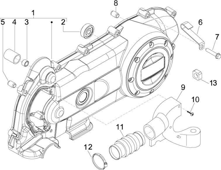 Clutch cover Vespa Lxv 25km 4-stroke 2-valve-partsproduct-koppelingsdeksel-vespa-lxv-25km-4-takt-2-klepper-1