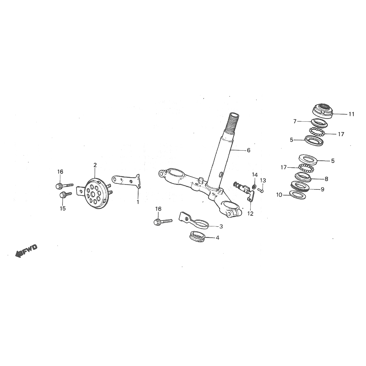 Crown Piece - Handlebar-head bearing set - Horn Honda MT50