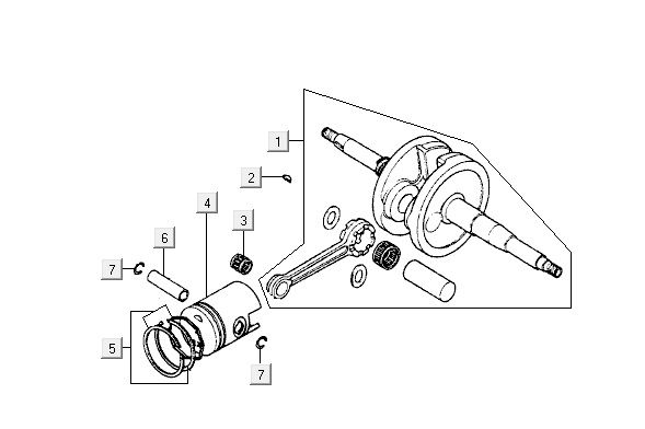 Crankshaft Piston Kymco Super9 2t lc o.m matt black-red
