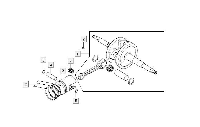 Crankshaft Piston Kymco Vitality 2t ac blue