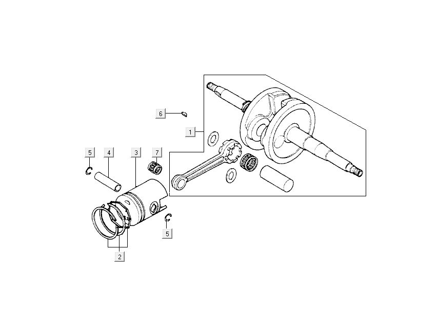 Crankshaft - piston Kymco People 2-stroke blue