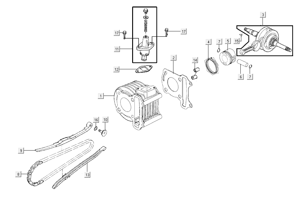 Cylinder Piston Crankshaft Kymco Super8 Street 50i E4 Matt Black