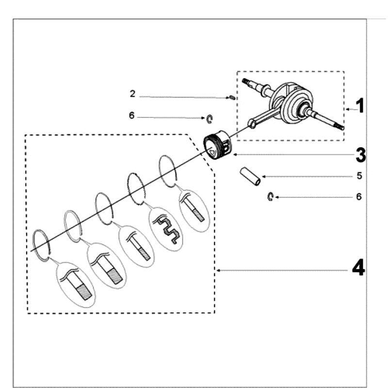 Crankshaft and Piston Peugeot Kisbee RS White
