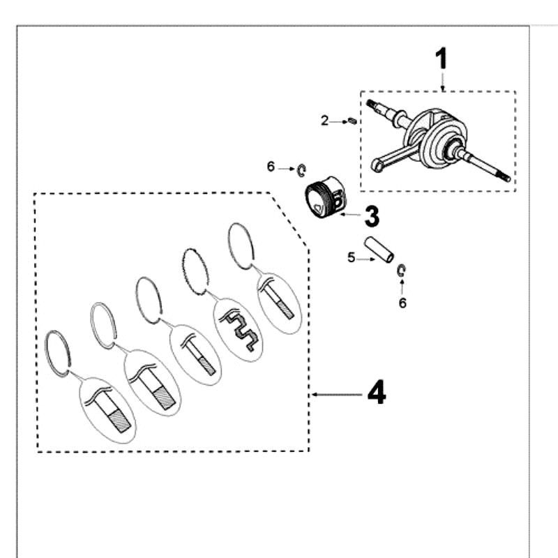Crankshaft and Piston Peugeot Kisbee black