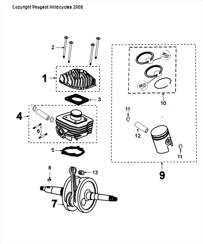 Crankshaft and Piston Peugeot Speedfight 4 LC black