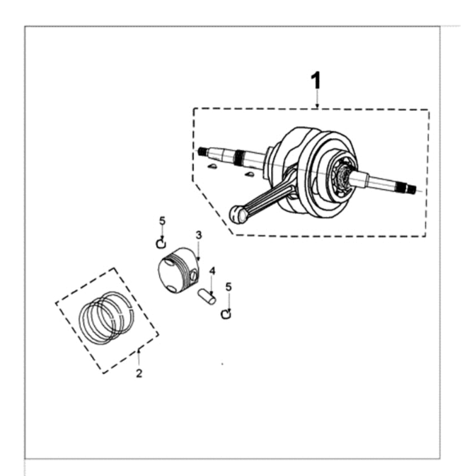 Krukas en zuiger Peugeot Tweet 125 E3 2010-2013