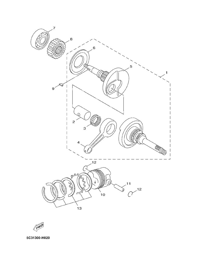 Crankshaft Yamaha Neo's 4-stroke (after 2008)