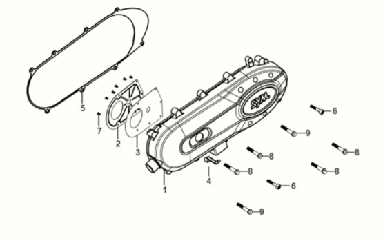 L. crank case cover Sym Mio 50I E5