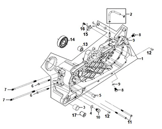 L. crank case Sym ADX 125i ABS+ TCS E5 2023
