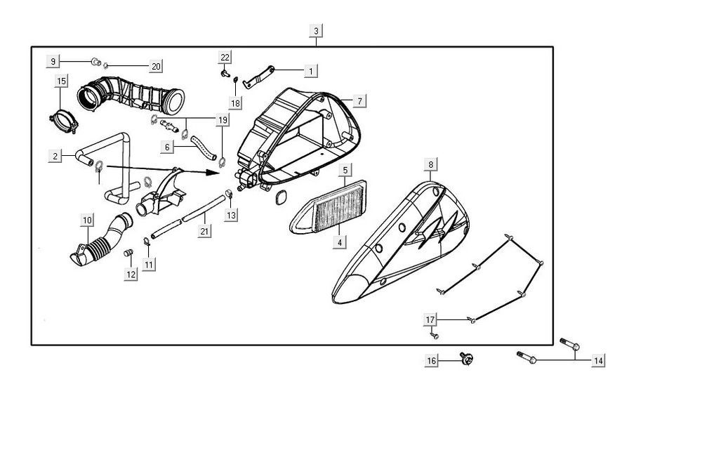 air filter AGILITY 16+ 4T 125 Matte Metallic Light Blue