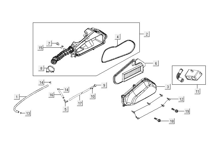Air filter Kymco Agility 12' 4-stroke red