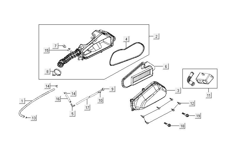 Air filter Kymco Agility Fat 12' 4-stroke black long
