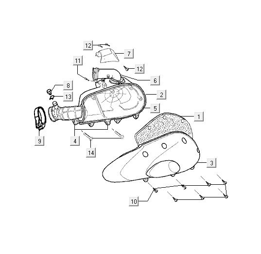 Air filter Kymco Yup 2t ac black gloss