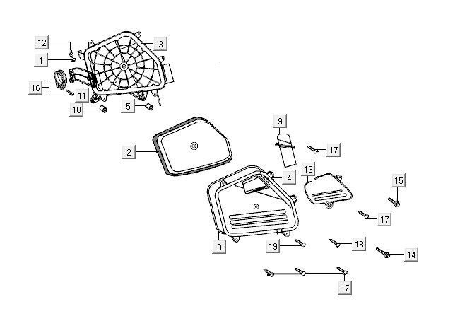 Air filter Kymco ZX 2t ac silver-orange