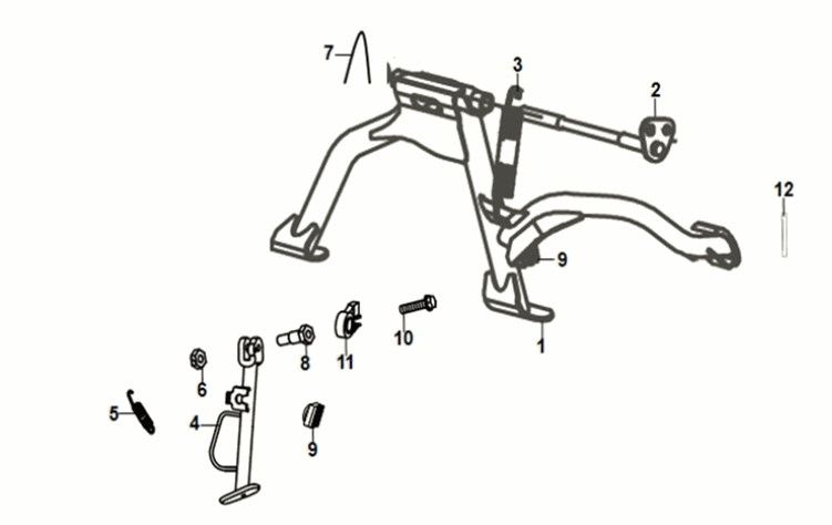 Main Stand-Side Stand Sym Fiddle IV 50 E5