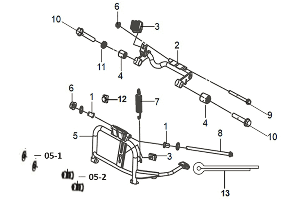 Main stand - engine hanger Sym Mio 50I E5