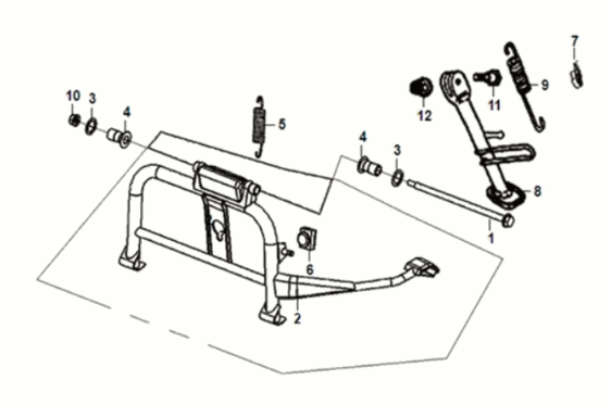 Main stand - kick starter arm Sym Jet 14 125I AC E5 2021-2024