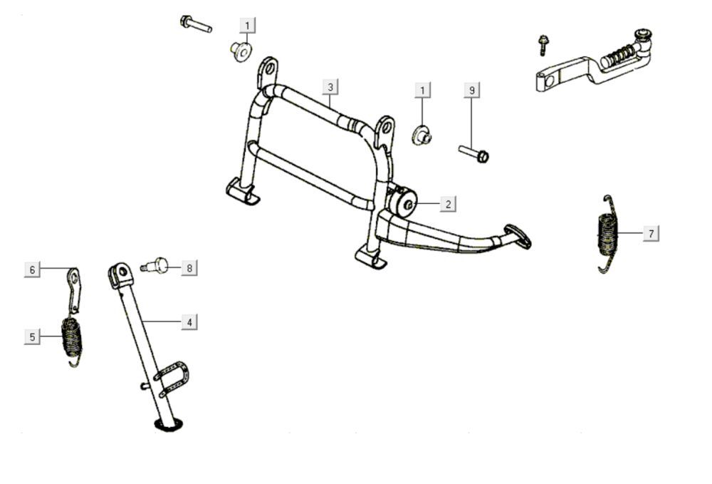 Center Stand - Side Stand Kymco Like 200i Black