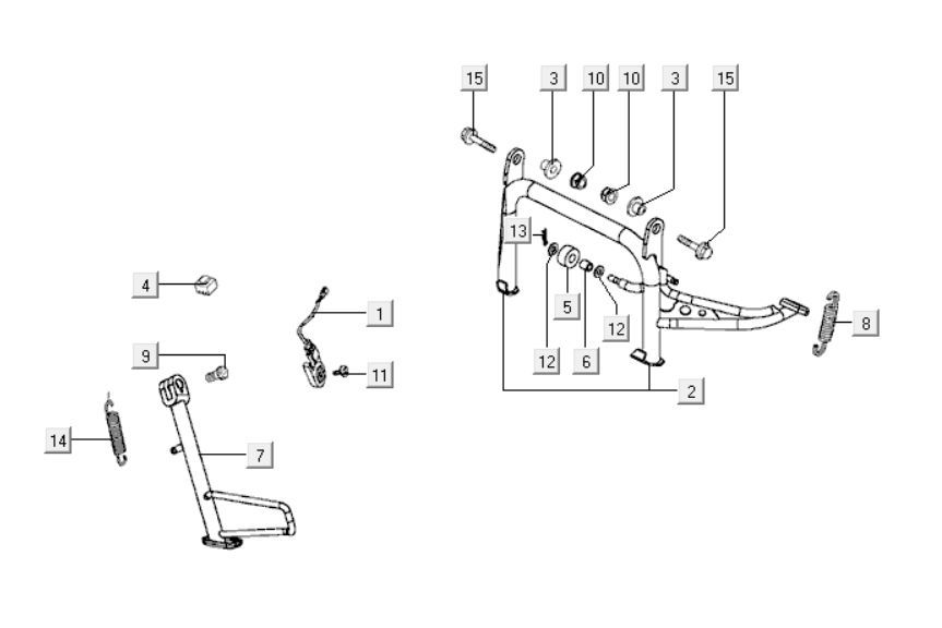 Middle Stand - Side Stand Kymco Xciting 400i Pearly Black