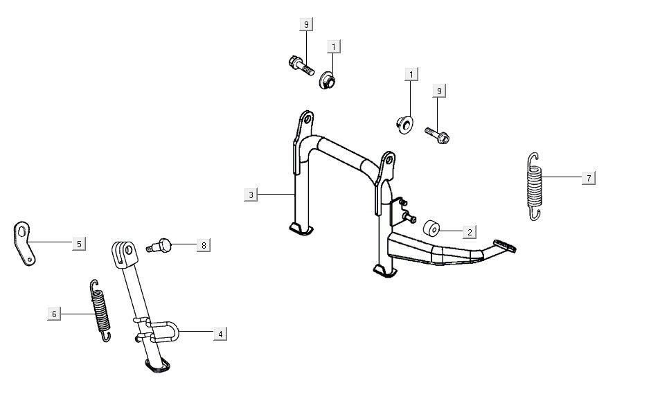 Center stand - Side stand - Kick starter lever Kymco Agility 16