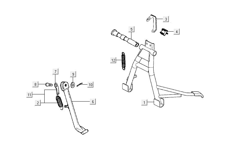 Midstand Kymco Activ 4-stroke silver