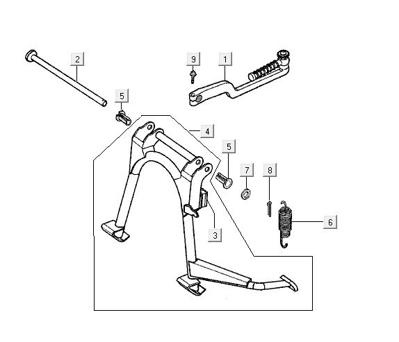 Midstand Kymco Super9 2t lc bottom matte black-red