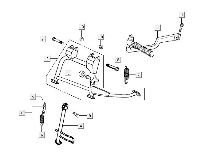 Center stand - Side stand - Kick starter lever Kymco Vitality 50 4T AC anthracite