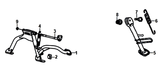 Middenstandaard / zijstandaard / kickstart Sym Orbit III 125I E4