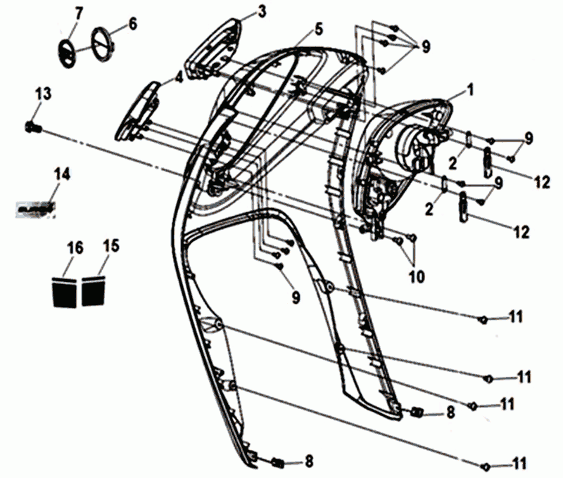 Flask front plate. Inside with Sym Mio 50I (WH-8018P/BK-001C) white black