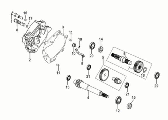 Mission case - drive shaft Sym Mio 50I E5