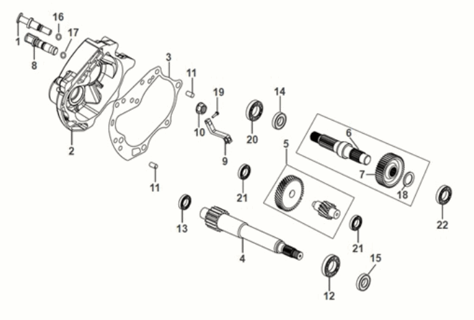 Mission case - Sym Orbit III 50 E5 drive shaft