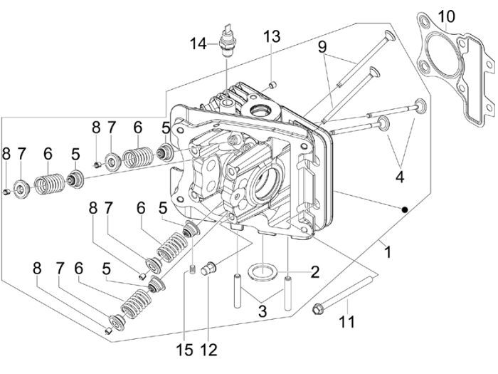 Cylinder head Piaggio New Fly 50 4T 4V AC