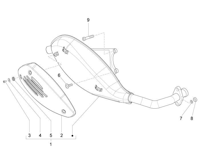 Exhaust Piaggio New Fly 4-stroke 4-valve