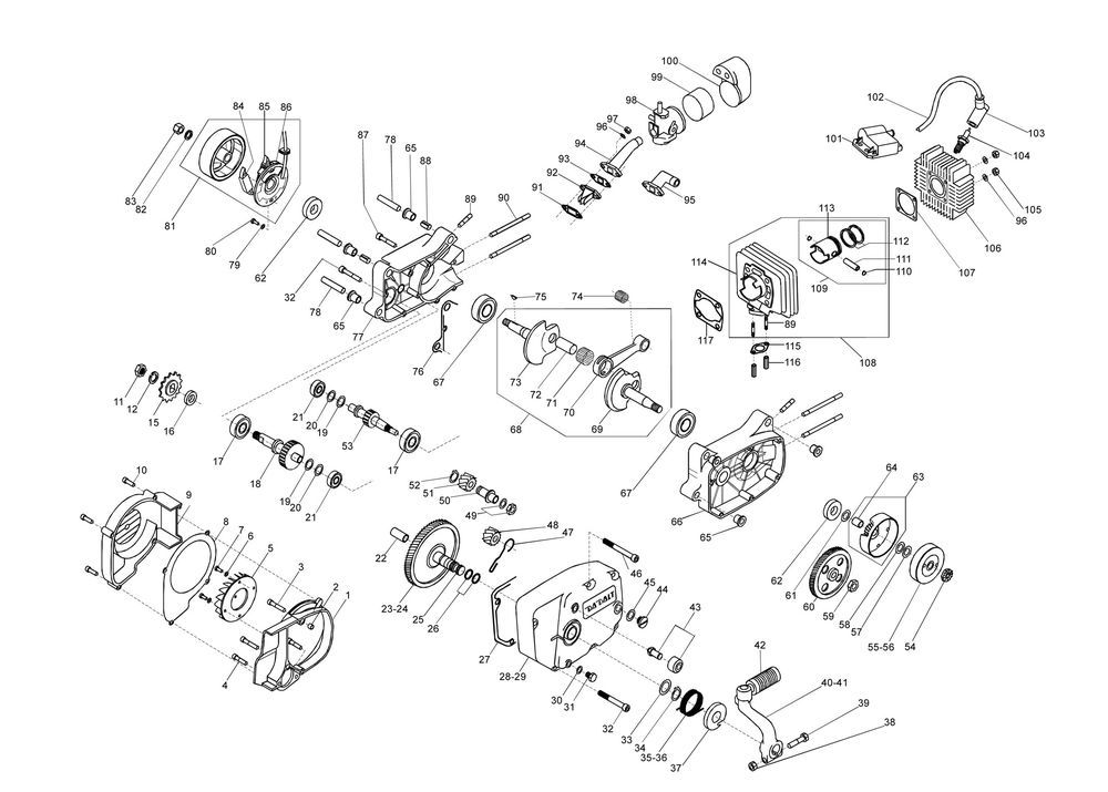 Engine parts Beta Cyclo 45km blue 2007 2-stroke