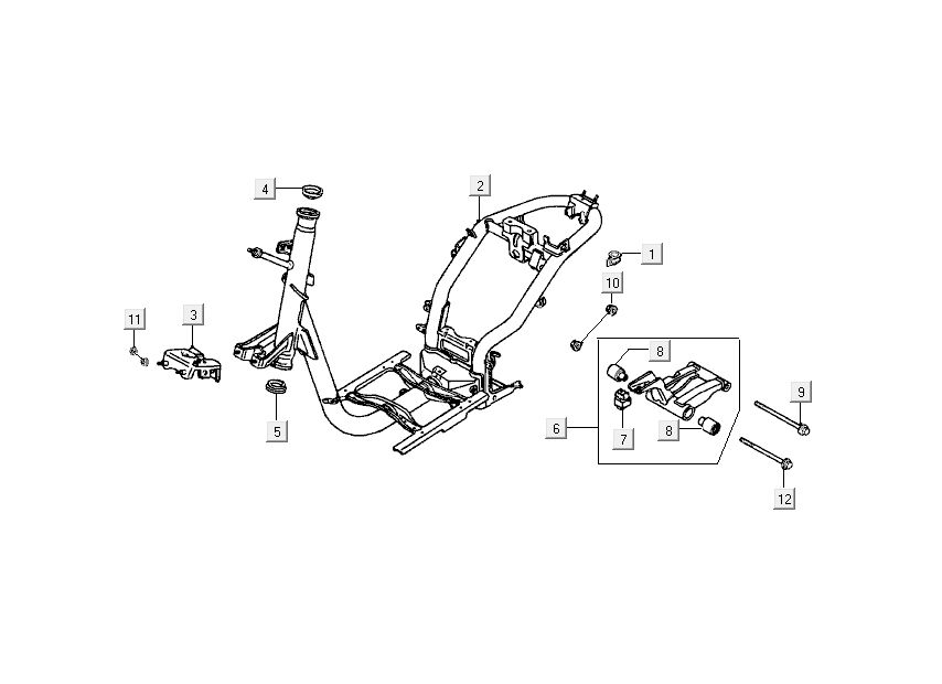 Engine Mount - Frame Kymco DJ 2-stroke Silver